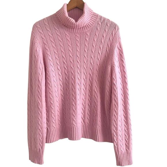 Charter Club Cashmere Cable Knit Pullover Sweater XL Pink Quiet Luxury fisherman - Picture 1 of 10